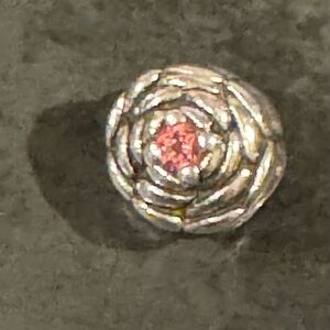 Pandora Sterling Silver and Pink Rose Charm